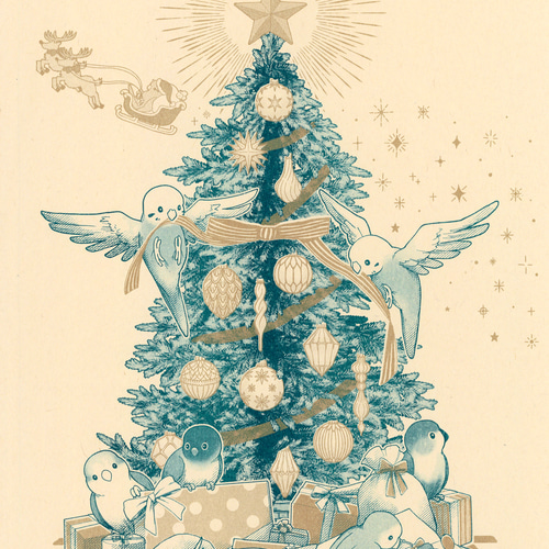 レトロポスター【鳥たちのクリスマス】 その他インテリア雑貨 AcapiaRd
