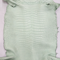 ワニ革 クロコ 半艶マット  ミントグリーン　No.C008617 4枚目の画像