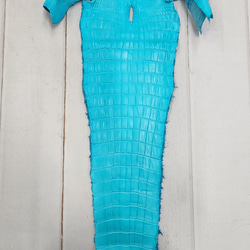 ワニ革 クロコ 半艶マット  セルリアンブルー　No.C008564 5枚目の画像