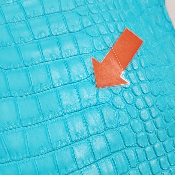 ワニ革 クロコ 半艶マット  セルリアンブルー　No.C008564 13枚目の画像