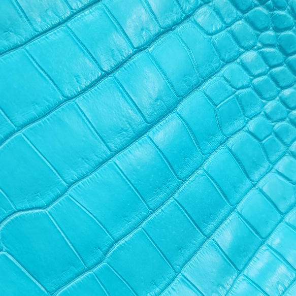 ワニ革 クロコ 半艶マット  セルリアンブルー　No.C008565 14枚目の画像