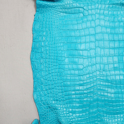 ワニ革 クロコ 半艶マット  セルリアンブルー　No.C008565 10枚目の画像