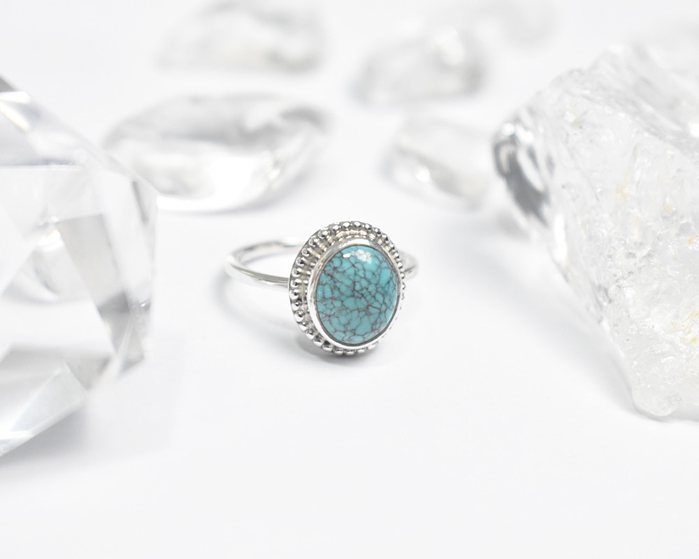ターコイズのシルバーリング　シルバー925　天然石リング　誕生石