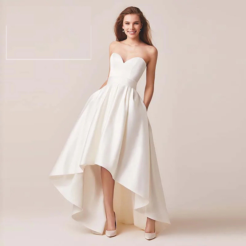 高級感 白 パーティードレス プリンセス シンプル 韓国風 花嫁 誕生日 成人式 二次会 前撮り HL629