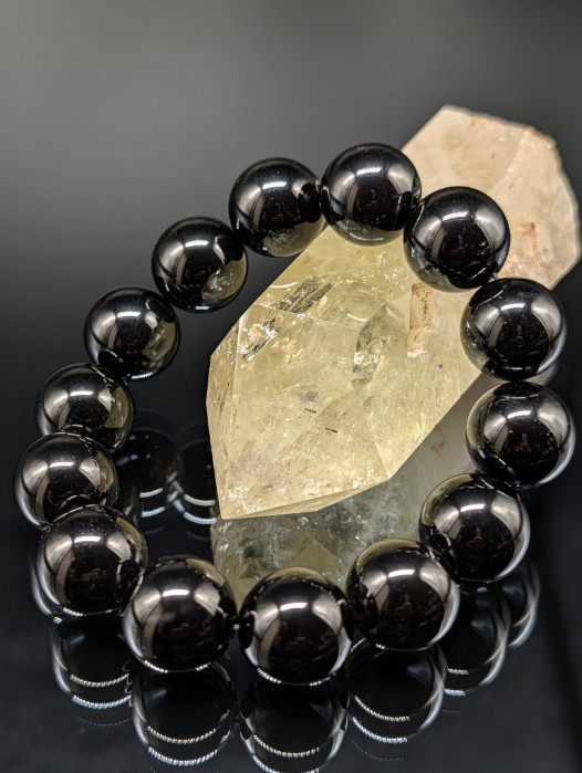 【最高品質・鑑別済み・最強守護】モリオン・16mm  黒水晶 ブレスレット