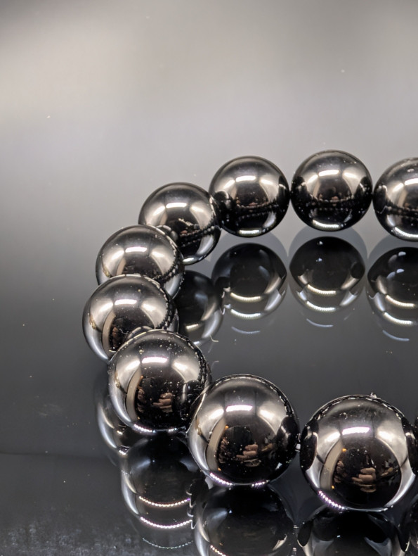 【最高品質・鑑別済み・最強守護】モリオン・16mm  黒水晶 ブレスレット