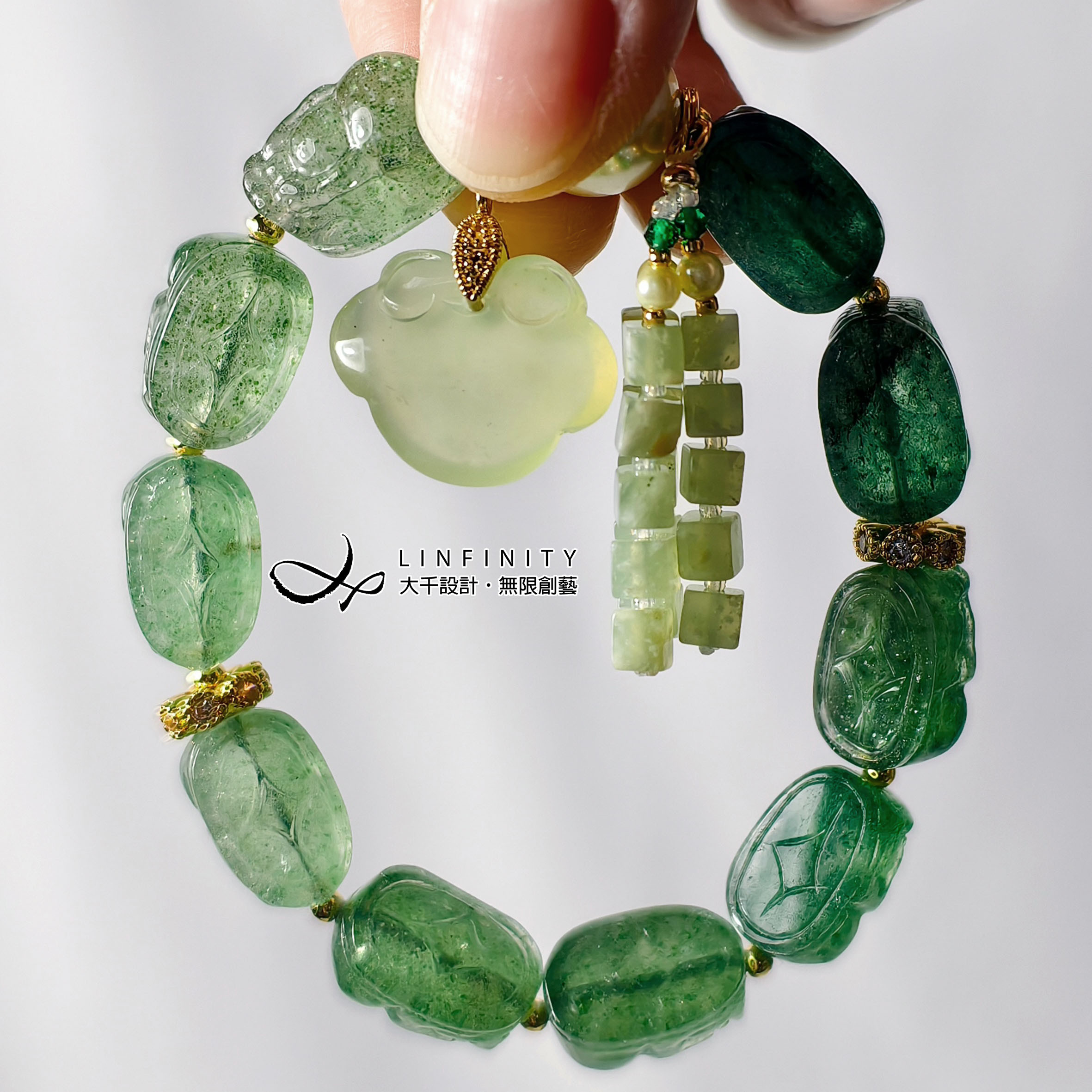 ✦❀ 新年をお迎えください | 宝石 50% オフ ❀✦ 最高級グリーンストロベリークリスタル貔貅グラデーション秀岩翡翠如意ゴー