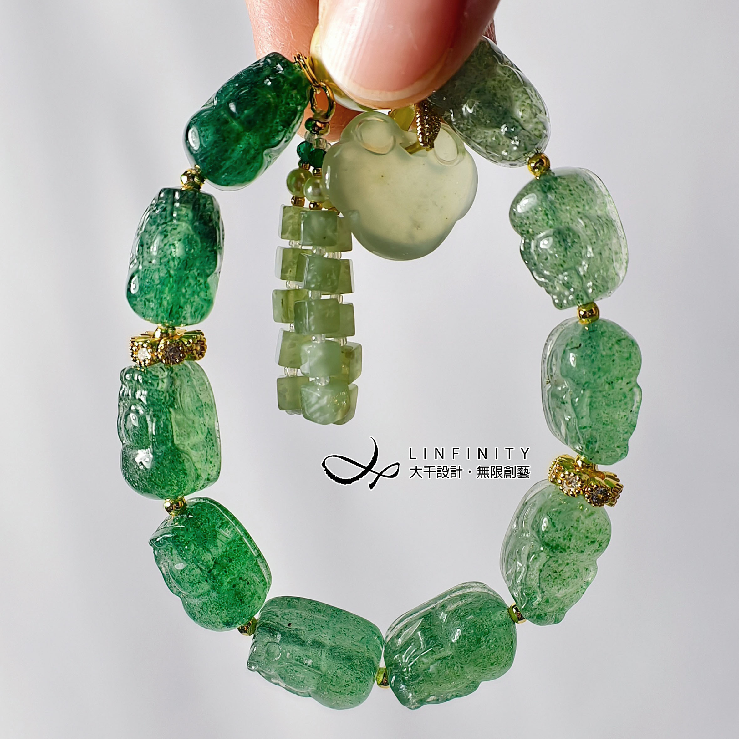 ✦❀ 新年をお迎えください | 宝石 50% オフ ❀✦ 最高級グリーンストロベリークリスタル貔貅グラデーション秀岩翡翠如意ゴー