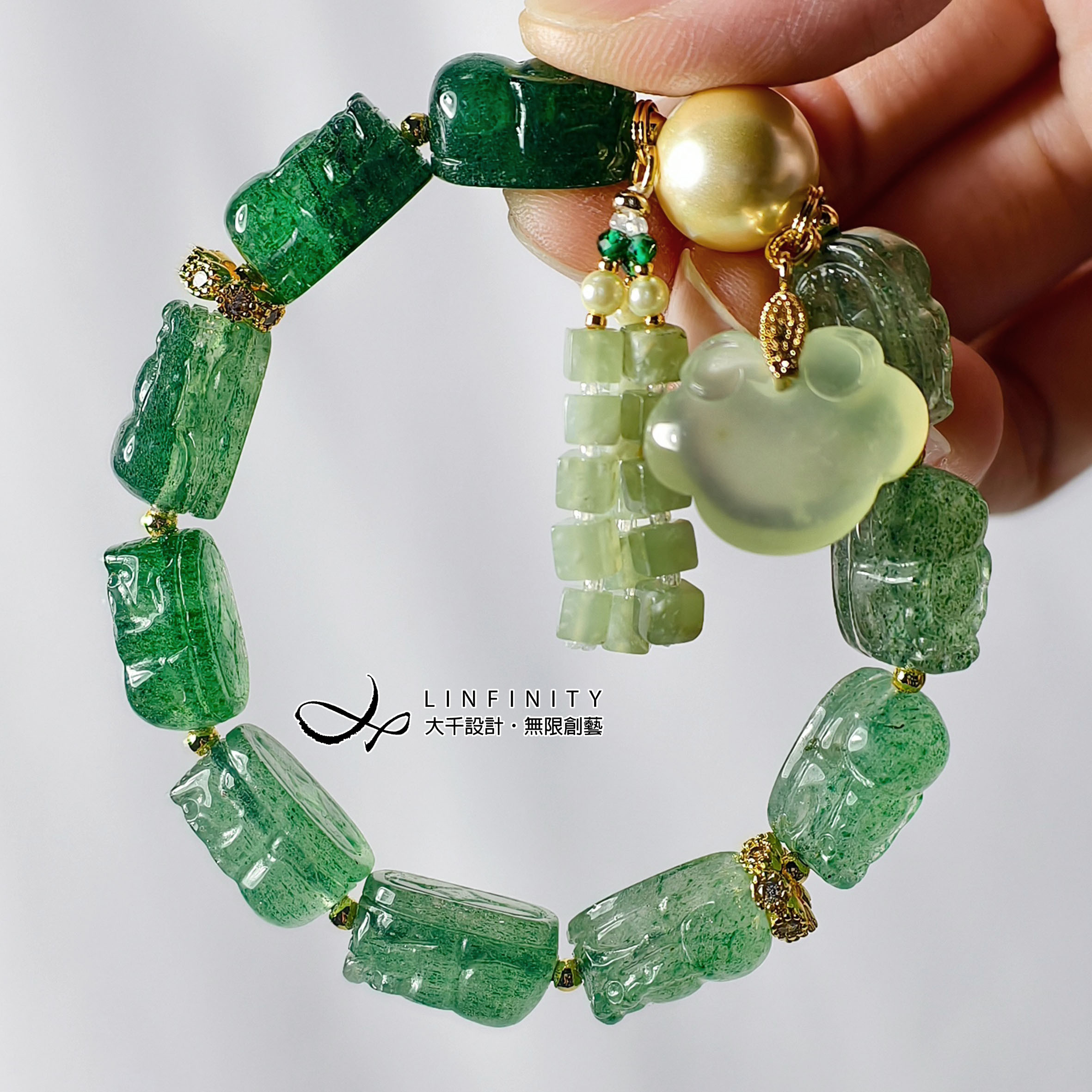 ✦❀ 新年をお迎えください | 宝石 50% オフ ❀✦ 最高級グリーンストロベリークリスタル貔貅グラデーション秀岩翡翠如意ゴー