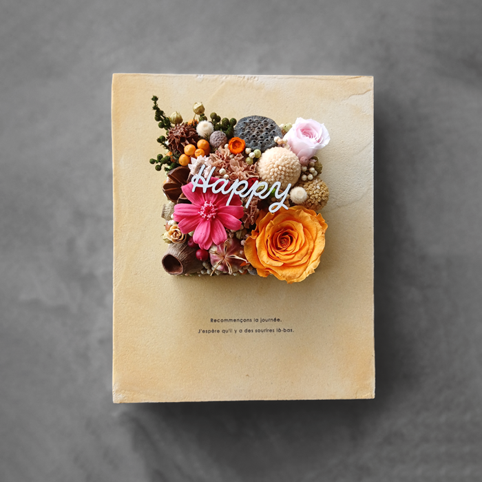 ボタニカルボード スクエア L　ドライフラワー 壁掛けアート 卓上ボード インテリアフラワー フラワーアート ローズ