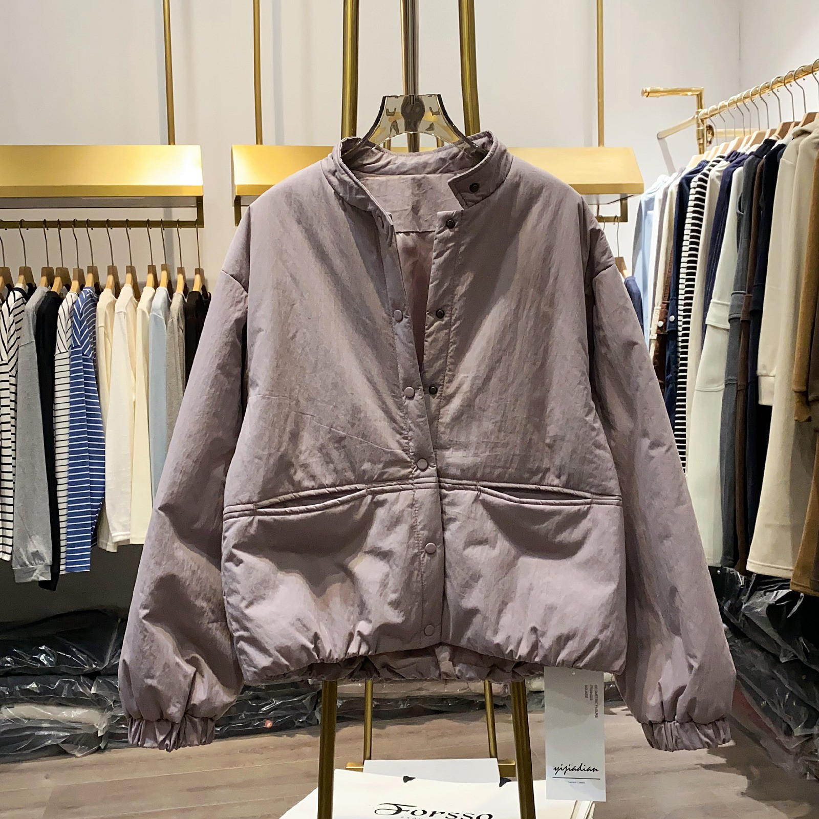 レディース スタンドカラー 中綿ジャケット 厚手 アウター