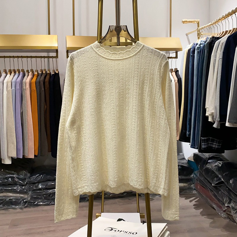 レディース レース襟 インナーTシャツ 長袖 トップス