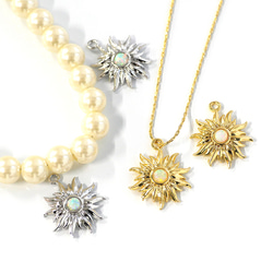 ejp933 [1 件] 精緻優雅的向日葵蛋白石吊墜 第12張的照片