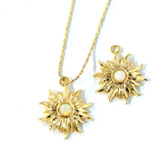 ejp933 [1 件] 精緻優雅的向日葵蛋白石吊墜 第4張的照片