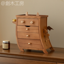 アンティーク風 引き出し3段 大容量 無垢デスク収納 木質雑貨 置き物