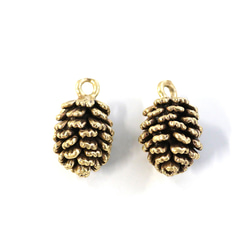 P4345 [2 件裝] 復古仿古金 16KGP 松果吊墜 第2張的照片