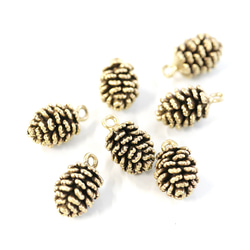P4345 [2 件裝] 復古仿古金 16KGP 松果吊墜 第1張的照片