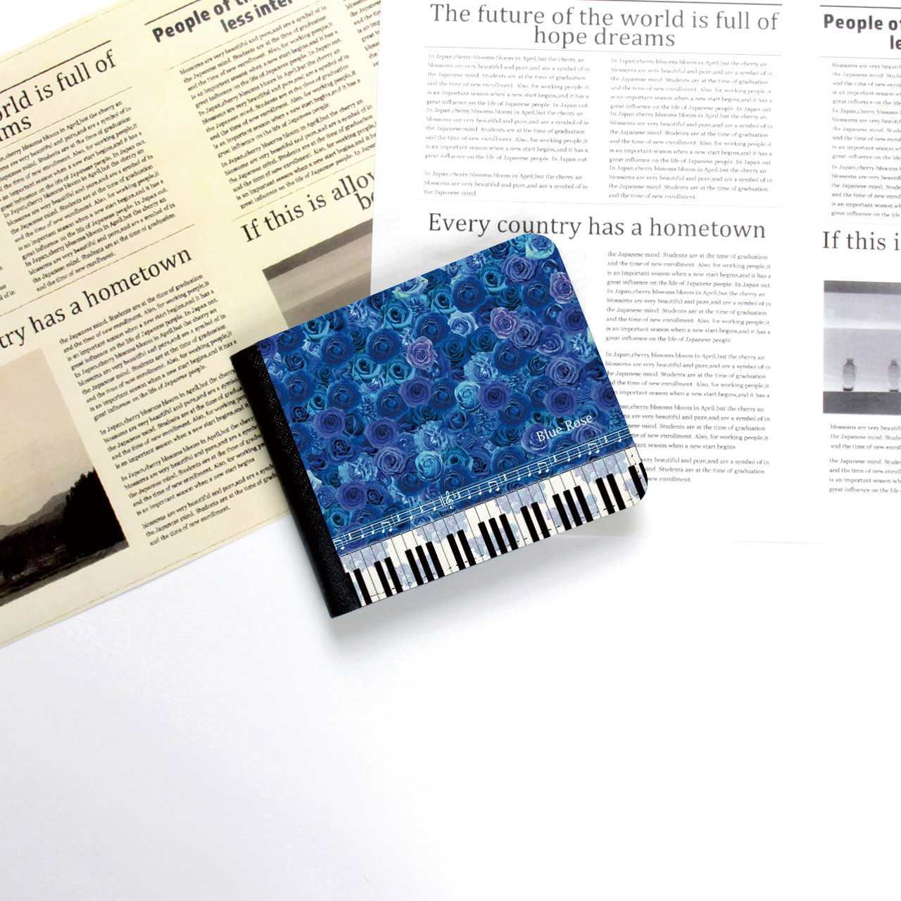 （送料無料）二つ折り財布（かぶせ蓋タイプ）【奏（ブルーローズ）】（名入れ可）