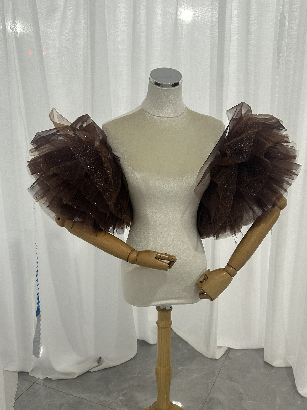 人気上昇！ピンク  パフスリーブ　アームカバー　付け袖　プライダル　花二の腕カバー　ウエ