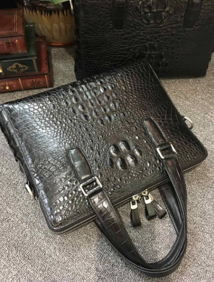 2WAY クロコダイルレザー ワニ革本革 ブリーフケース トートバッグ 手提げ 斜め掛け ビジネス メンズバッグ