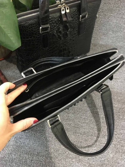 2WAY クロコダイルレザー ワニ革本革 ブリーフケース トートバッグ 手提げ 斜め掛け ビジネス メンズバッグ