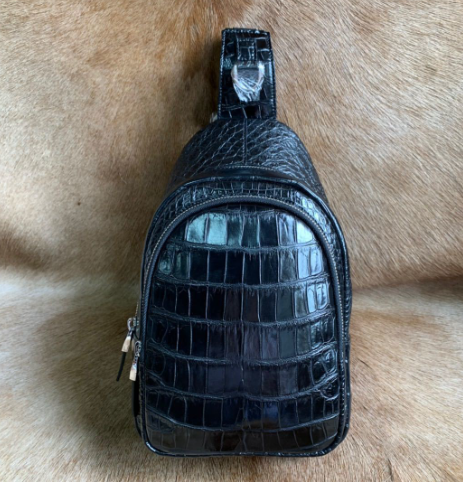 お洒落、本物クロコダイル革腹革ボディバック、斜め掛けメンズビジネスバック