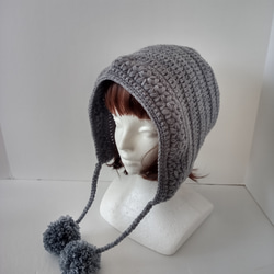 61ボンネットニット帽 エメラルドグリーン 大人 ニット帽・ビーニー