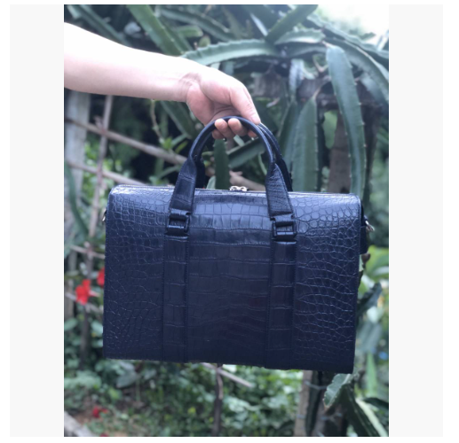 PC/A4対応 ワニ革 クロコダイルレザー トート斜め掛け ブリーフケース ビジネス ショルダーバッグ メンズ センター