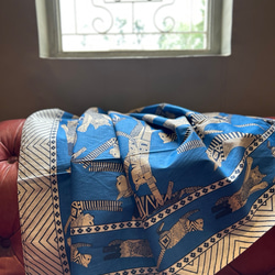 【再販】インド綿大判ストール/ドゥパタ 猫ちゃん BLUE 2枚目の画像