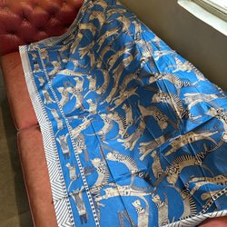 【再販】インド綿大判ストール/ドゥパタ 猫ちゃん BLUE 3枚目の画像