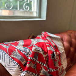 【再販】インド綿大判ストール/ドゥパタ 猫ちゃん Red 2枚目の画像