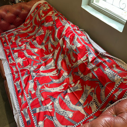 【再販】インド綿大判ストール/ドゥパタ 猫ちゃん Red 3枚目の画像