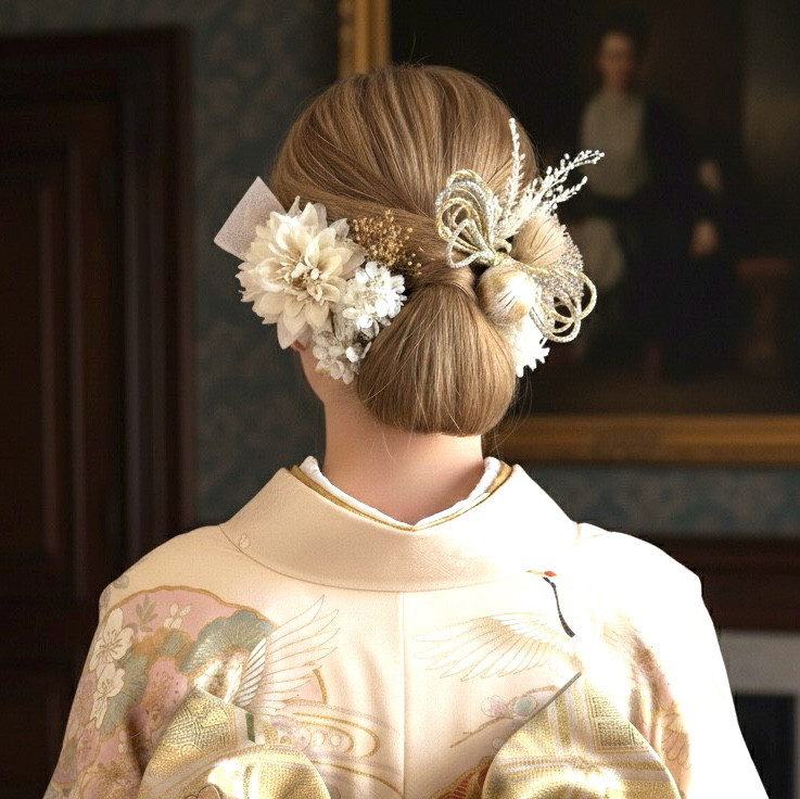 成人式　髪飾り【金箔付き】和装　結婚式　卒業式　振袖　ヘッドドレス