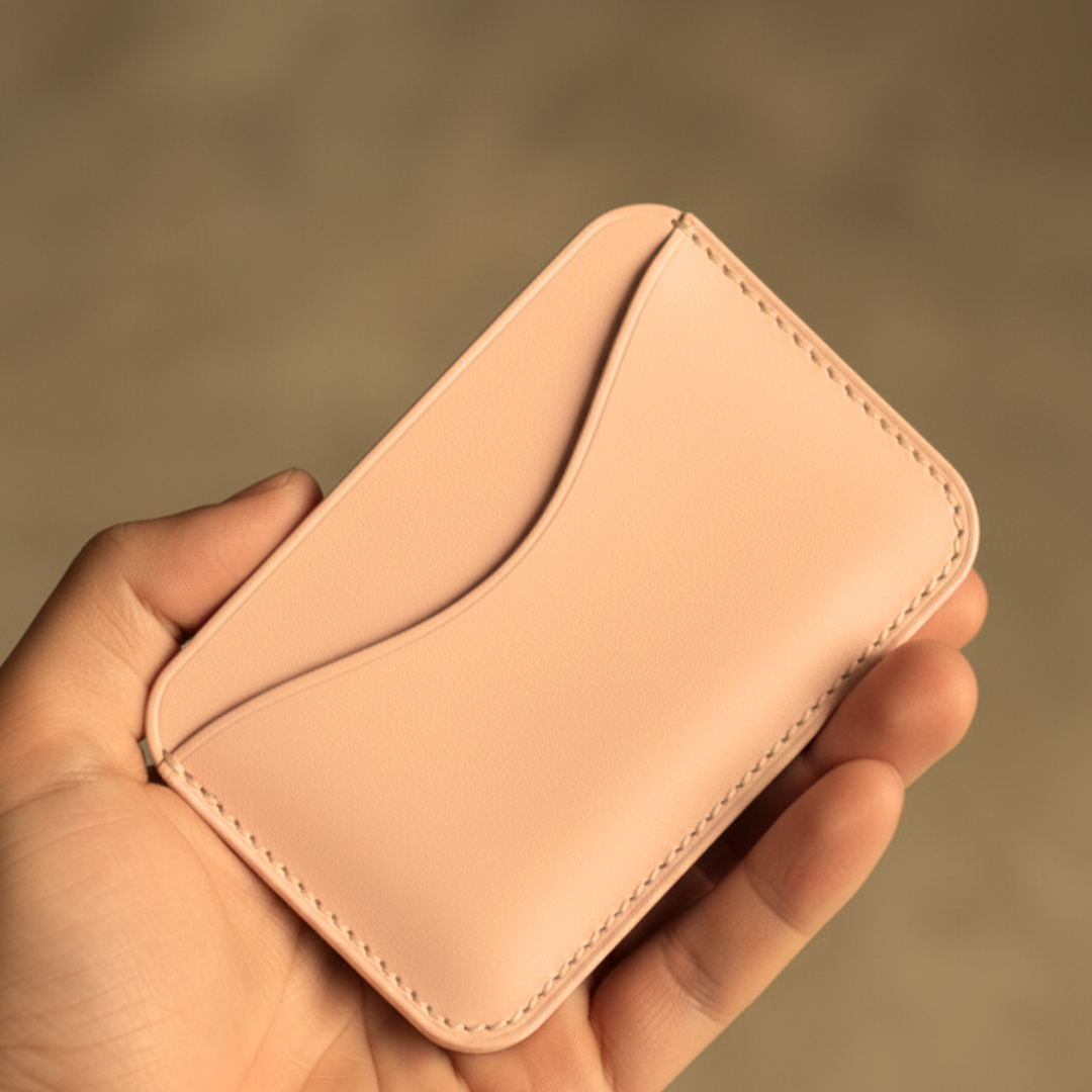 飴色に育つきなりレザーのミニマルカードケース