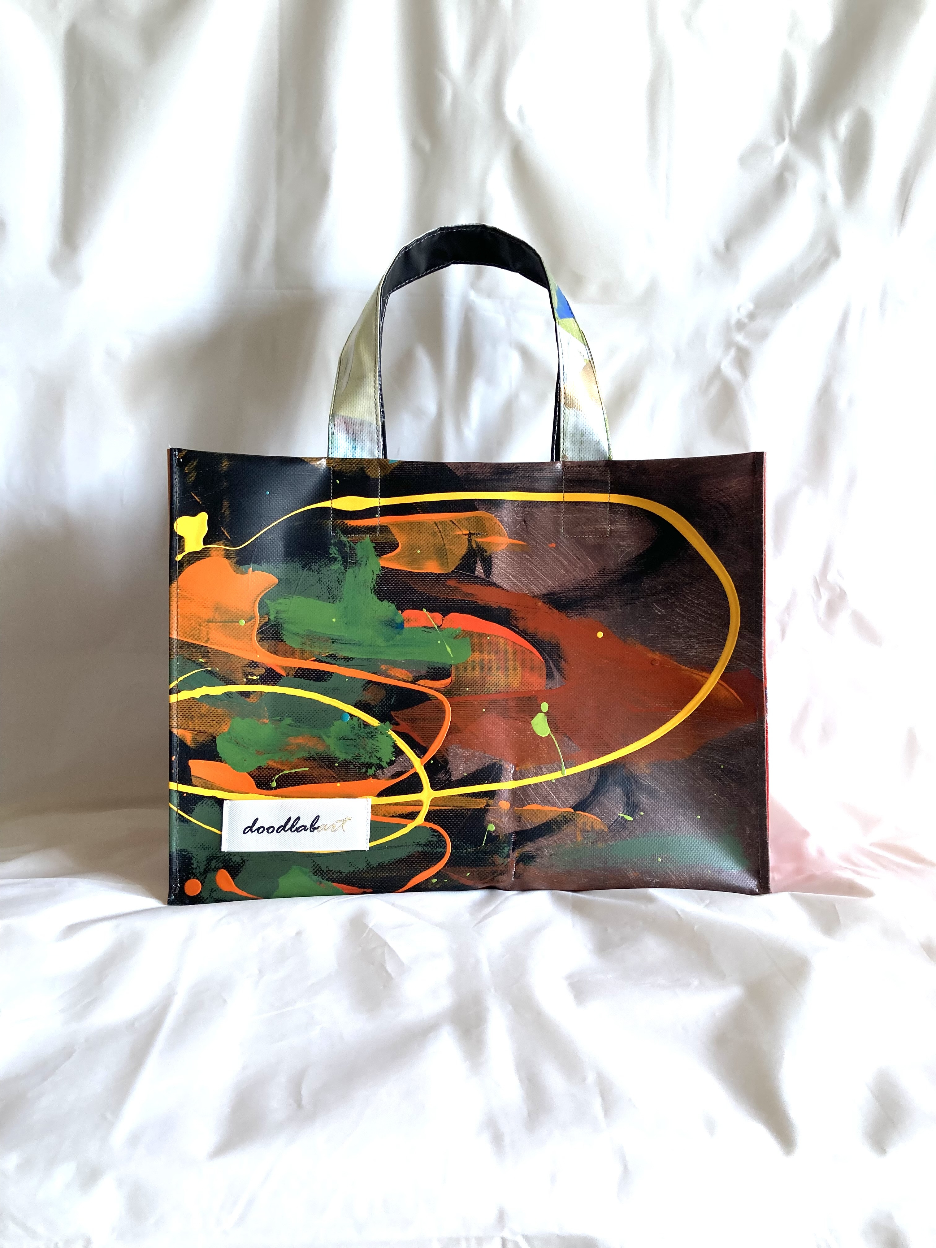 【ペイントトート　Lサイズ　STL401】トートバッグ/A4/防水/アート/2way/1点物