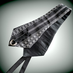 献上柄 刺繍帯 サッシュベルト リボン ウエスト 58〜90cm リボン 黒白 71105 6枚目の画像