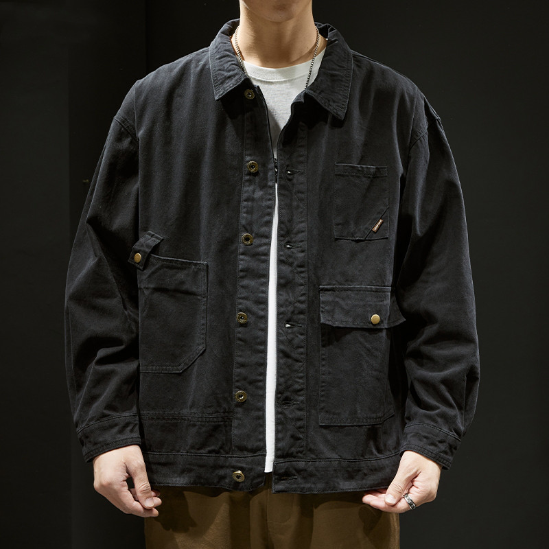 高級感レトロなカジュアルシャツデニムジャケットの男性春と秋のファッションブランドゆったり上着カーゴコートの男性 8,201円