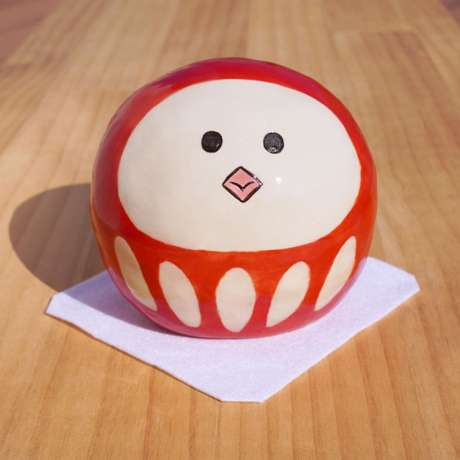 [陶器]大きなだるま文鳥[正月]