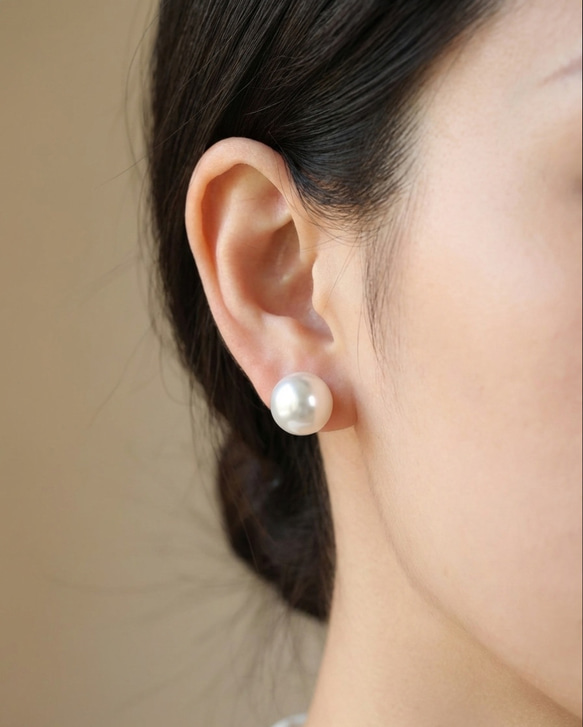 天然南洋白蝶真珠 12.7mm プラチナ ピアス ピアス（スタッド・一粒