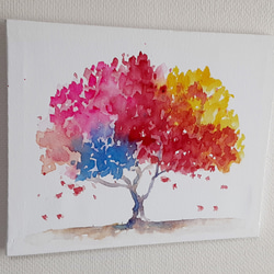 カラフルな森)フレーム付き水彩画送料無料 絵画 takakei 通販 12705639