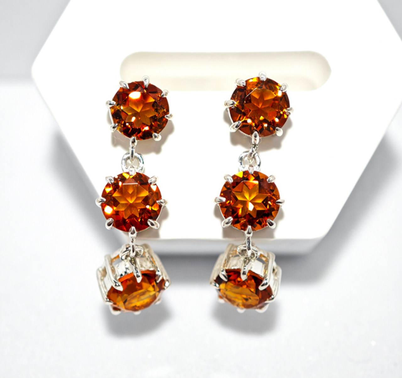 天然シトリン シルバー　ピアス