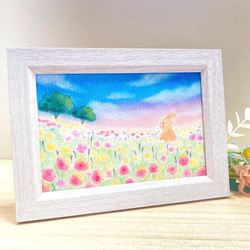 送料無料 卓上 パステル アート 三日月 木 夜 パステル画 手描き 原画