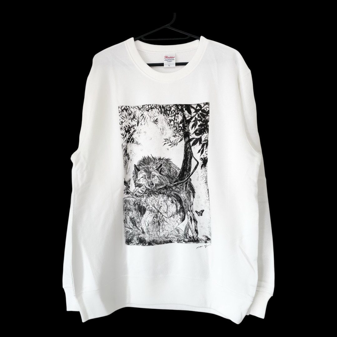 【オリジナルアート スウェット】山のオオカミ　Mサイズ