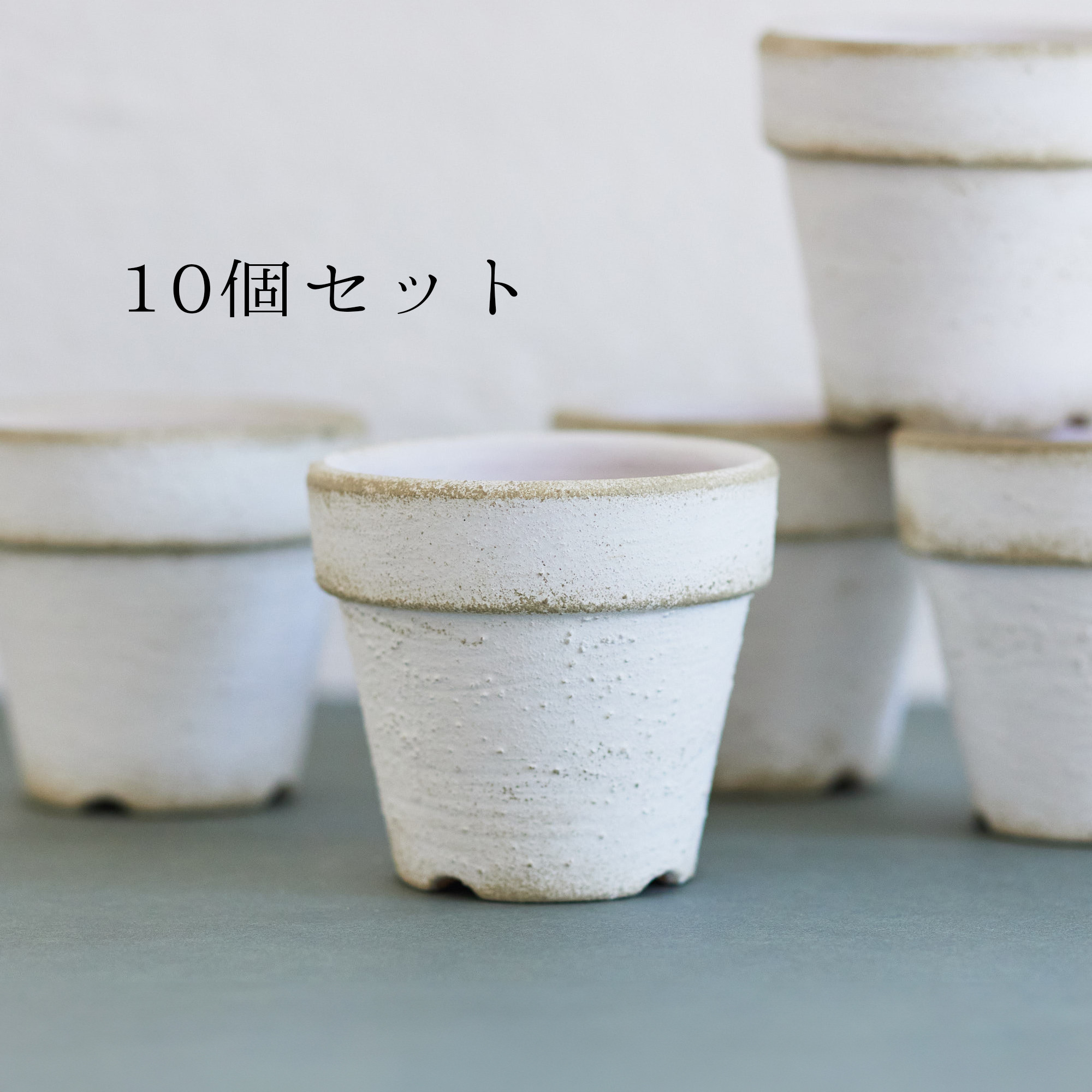 とってもシンプルなリメイク鉢　2.5号　白×ベージュ色　10個セット