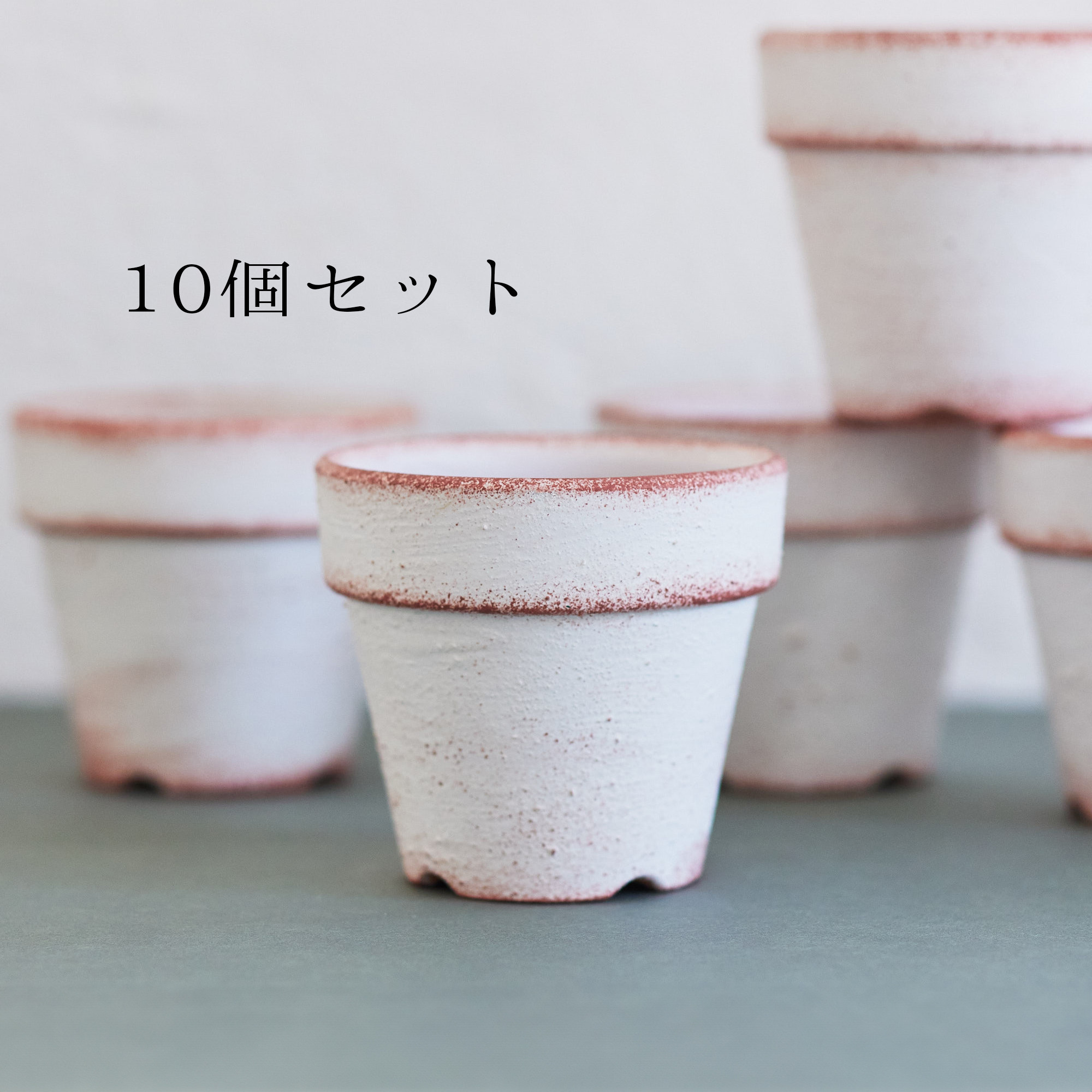 とってもシンプルなリメイク鉢　2.5号　白×桃色　10個セット