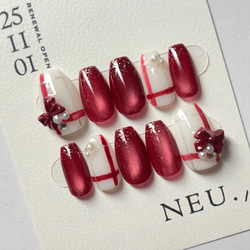 シルキーマグガラスフレンチキルティングネイル ネイルチップ（つけ爪