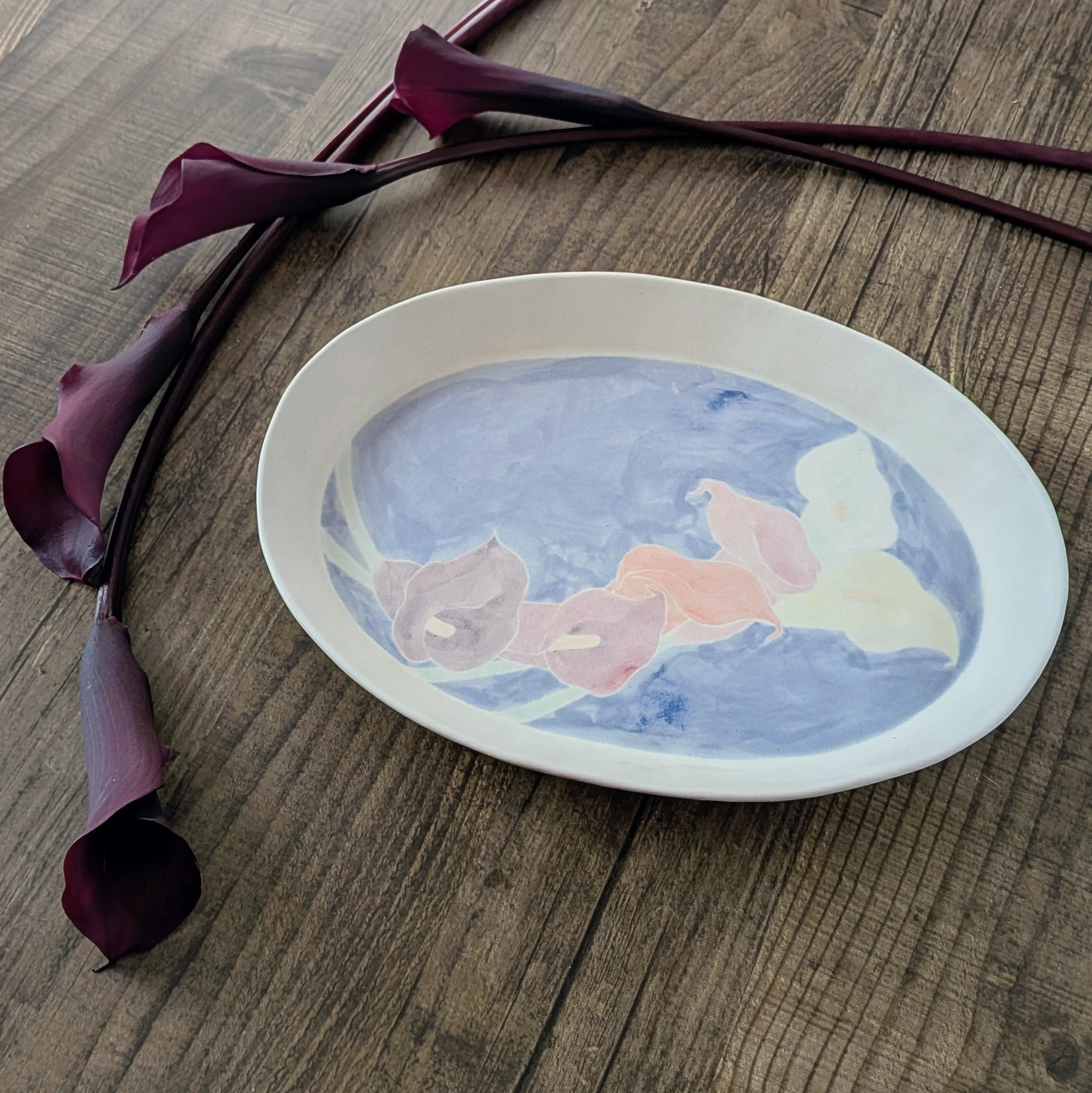 【願いのはな花シリーズ】カラーのオーバルプレート・大