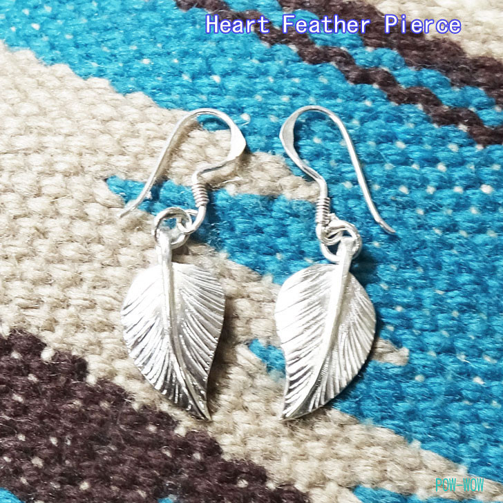 ハート フェザーピアス 胸羽 925 ピアス 【受注製作】シルバーピアス 羽根 白頭鷲　atpfphf03