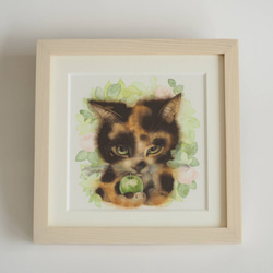 カキツバタの咲く水辺」透明水彩画 原画 風景画 額縁付 F6サイズ 絵画