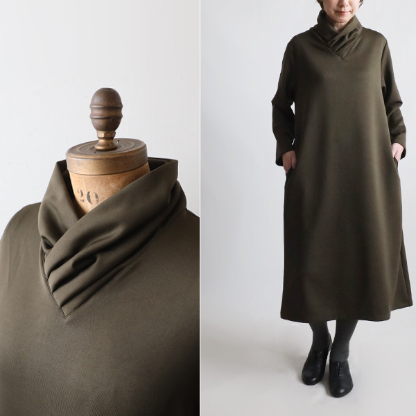 ラスト２　最終ＳＡＬＥ　１１６cmシワ知らず。ジャージ伸縮ストレッチ生地ギャザー重ね襟ゆったりワンピース着物B16B